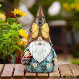 Wiresusan Outdoor Garden Gnome Statue, Butterfly Gnomes Decor Spring Butterfly Figurine, 7.3" Garden Gnomes Sculptures & Statues Outside Yard Lawn Patio Home Decoration, Nomes Gift
