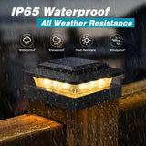 kolpop 4x4 Solar Post Cap Lights Outdoor 16Pack- 3 Color Temperatures& 2 Level Brightness, IP65 Waterproof, 16 LED Black Fence Deck Post Light Solar Powered for 4×4/3.5×3.5 Wood/Vinyl Posts