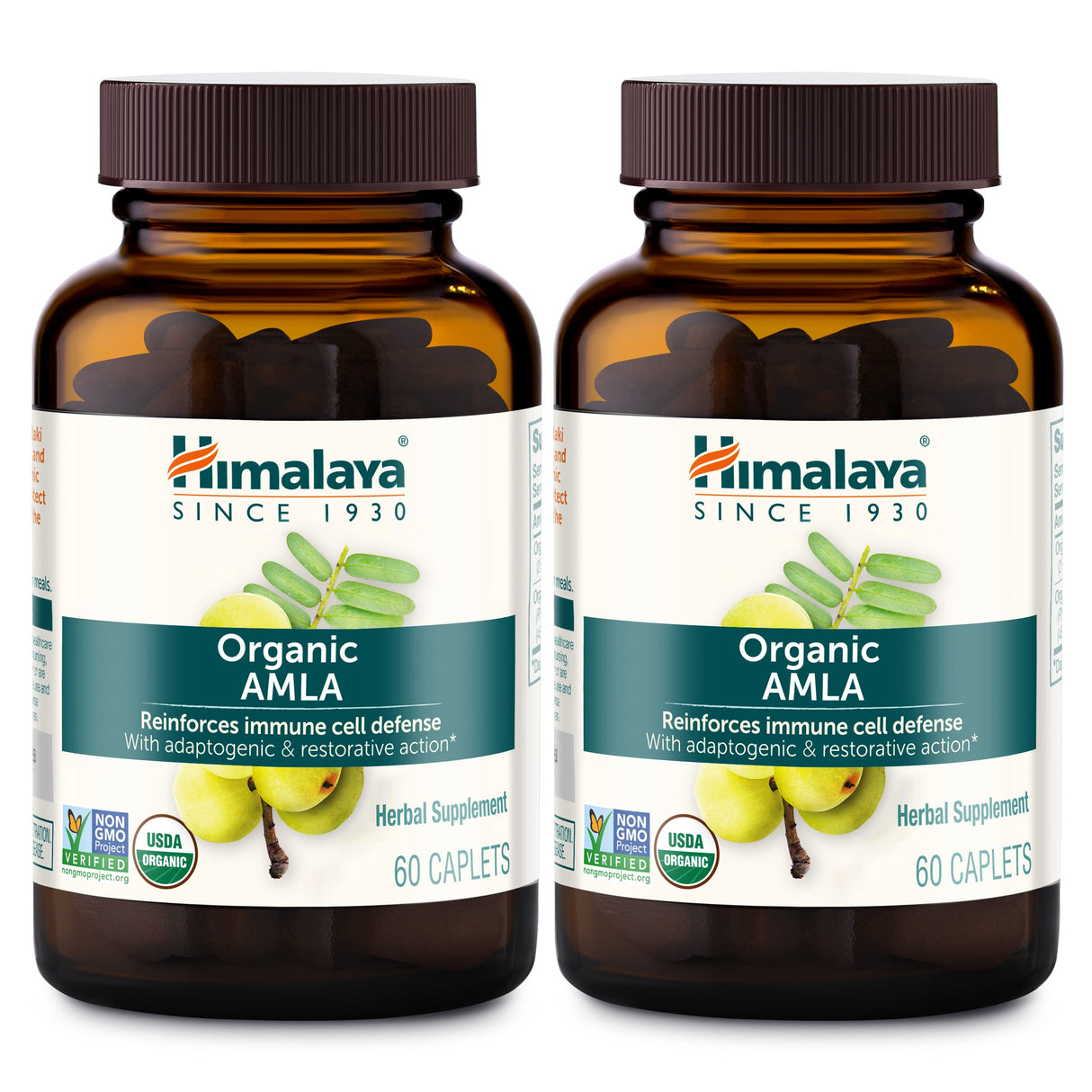 Himalaya Organic Amla/Amalaki for Active Immune Support and Cellular Defense, 600 mg, 60 Caplets, 2 Month Supply, 2 Pack