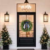 Christmas Decor, 22" Norfolk Pine Christmas Wreath with Bells and Ribbon
