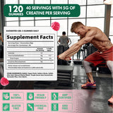 DANEW Pro Creatine Monohydrate Gummies 5000mg for Men & Women, Creatine Monohydrate for Muscle Strength, Muscle Builder, Energy Boost, Pre-Workout Supplement(120 Count)-Cherry Flavor