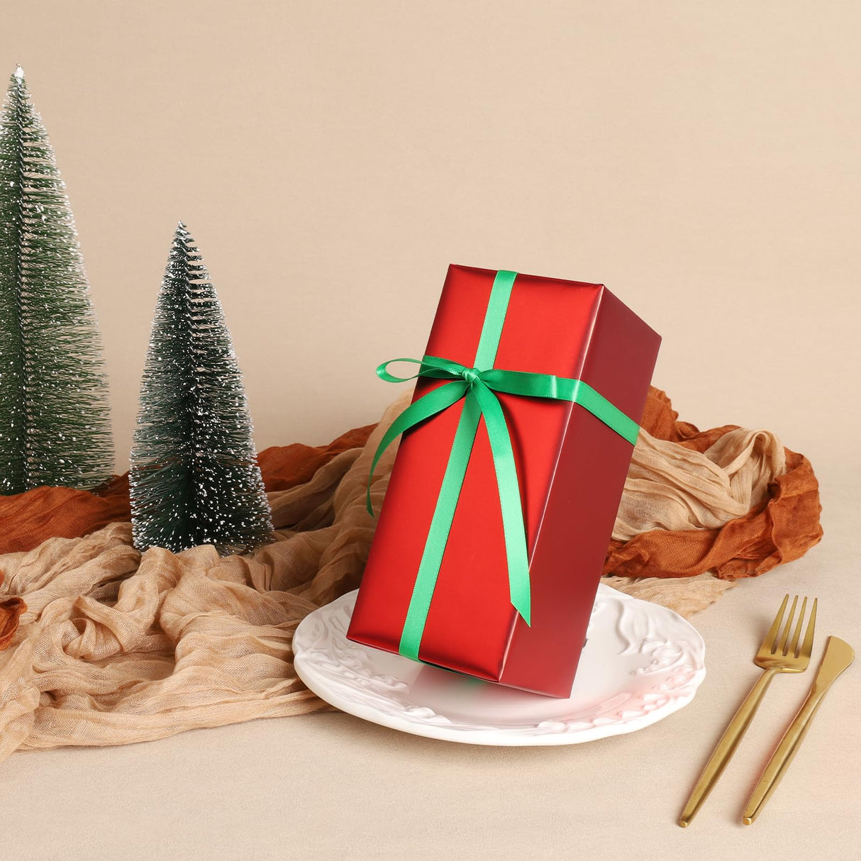 LaRibbons Red Christmas Wrapping Paper, Solid Color Matte Metal Gift Paper Jumbo Roll - 30 Inch x 33 Feet, Gift Wrapping Paper for Xmas, Holiday, Valentine's Day, Wedding, Birthday