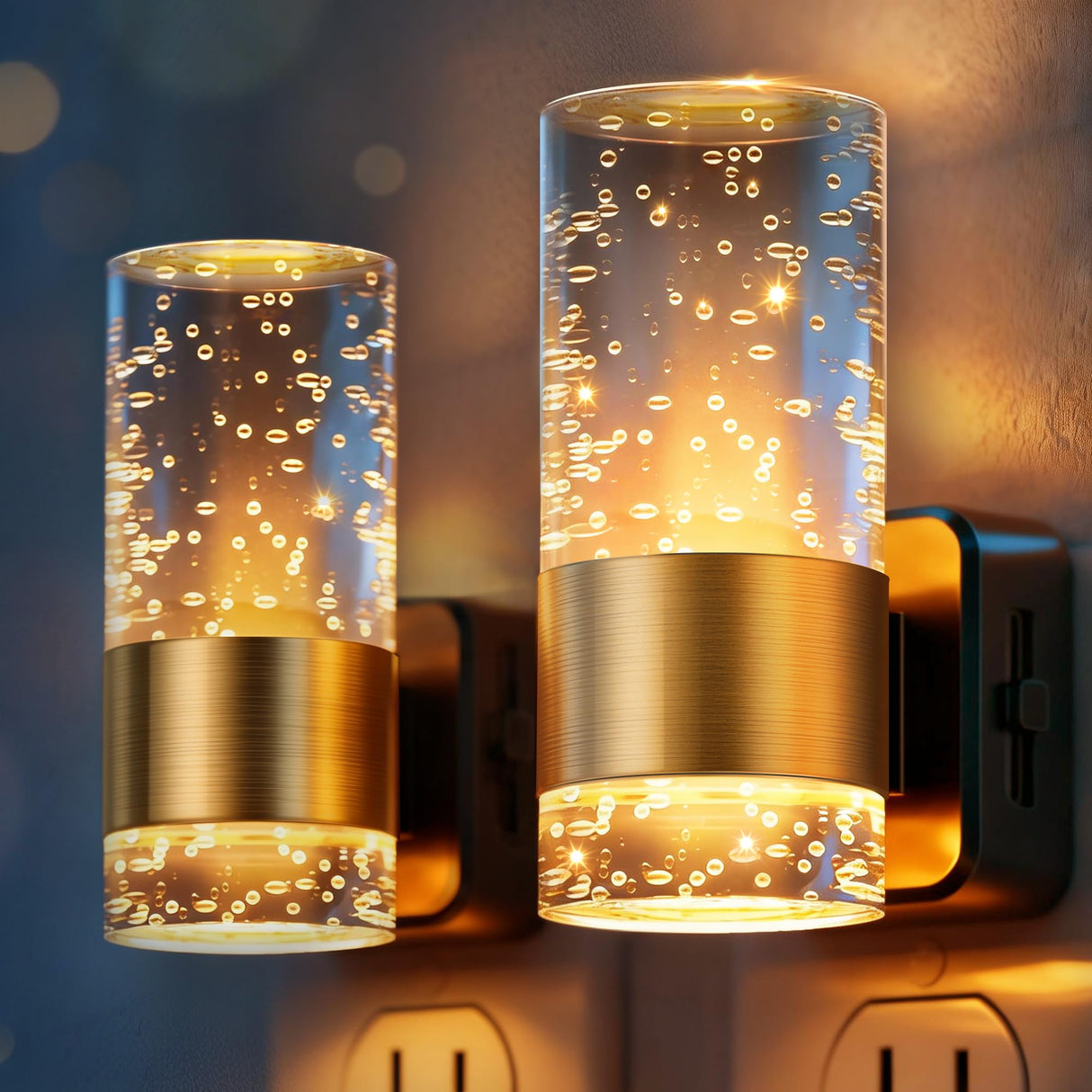 JandCase Night Light, Night Lights Plug into Wall,2 Pack 3000K Dimmable LED Night Light with Adjustable Brightness, Automatic Night Lights Plug in with Auto Light Sensor, for Bathroom Hallway Decor