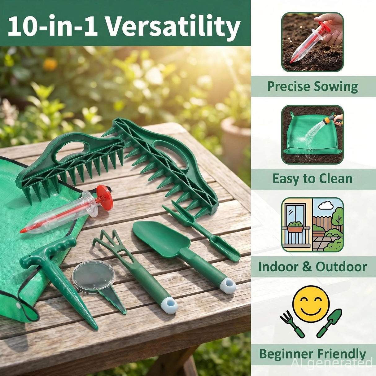 Bonsai Tools Kit 10Pcs Indoor & Outdoor Gardening Tool Potting Mat