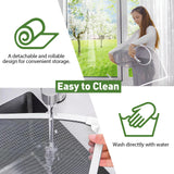 HOFUDON Window Screen Adjustable Magnetic Window Screen Replacement Max 39” x 59”, DIY Fiberglass Mesh Window Screens for House Windows White Frame Grey Mesh
