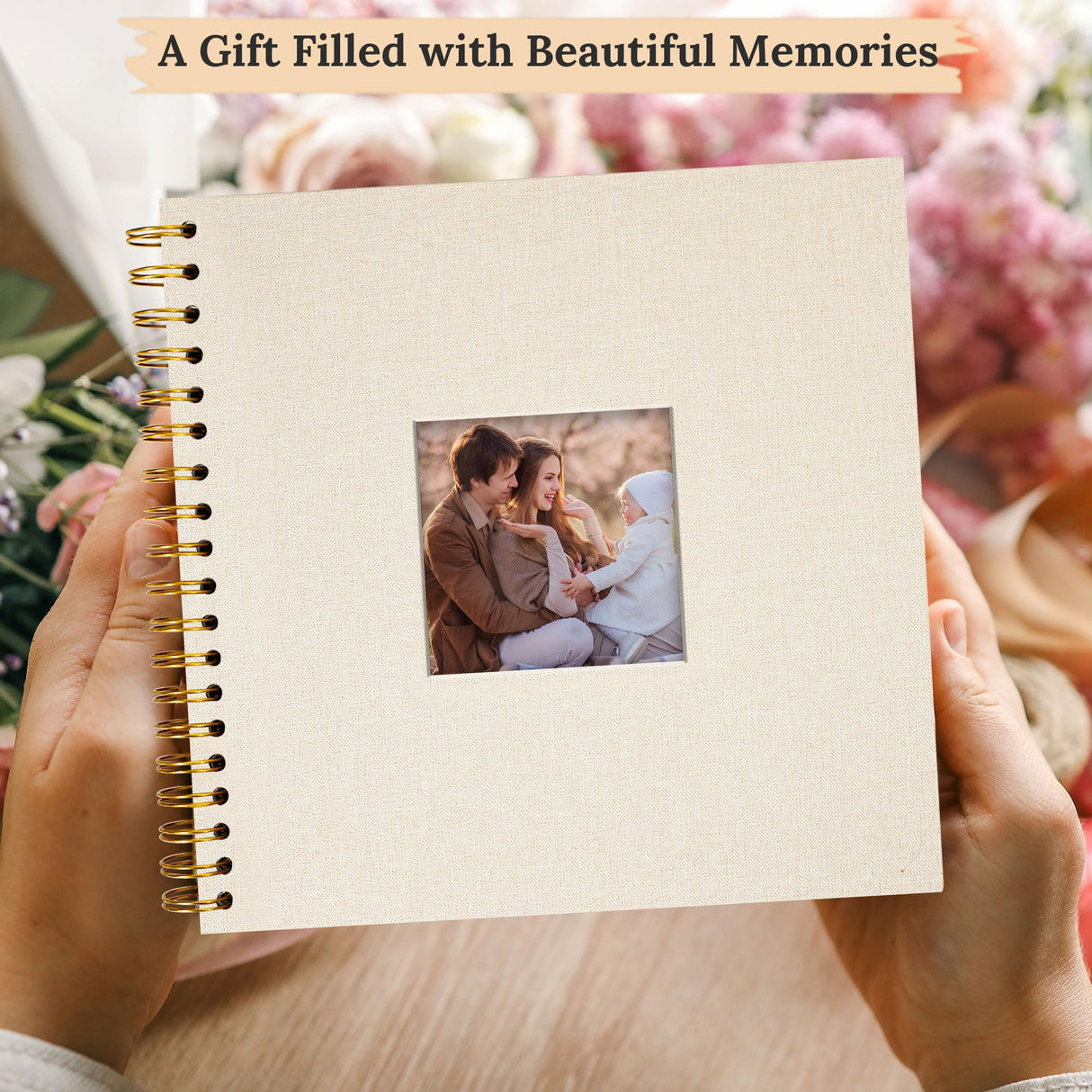 Hiwhy Scrapbook Photo Album Linen Cover, 10 x 10 Inch Hardcover Kraft White Pages Memory Book, for Travel Wedding Guest Book Christmas Baby Shower (40 Sheets/ 80 Pages,Beige)