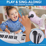 Pyle Electric Piano, 37-Key Music Keyboard, Built-in Stereo Speakers, Rechargeable Battery, Wired Microphone, Portable Design, Tones, 200 Rhythms (PKBRD37WT)
