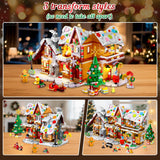 3 Style Christmas Gingerbread House Building Set with Lights - 2025 Christmas Castle Village Building Block Toy with Santa Claus Xmas Tree Train Gifts for Adults Kids Girls Boys Ages 6+ (1477PCS)
