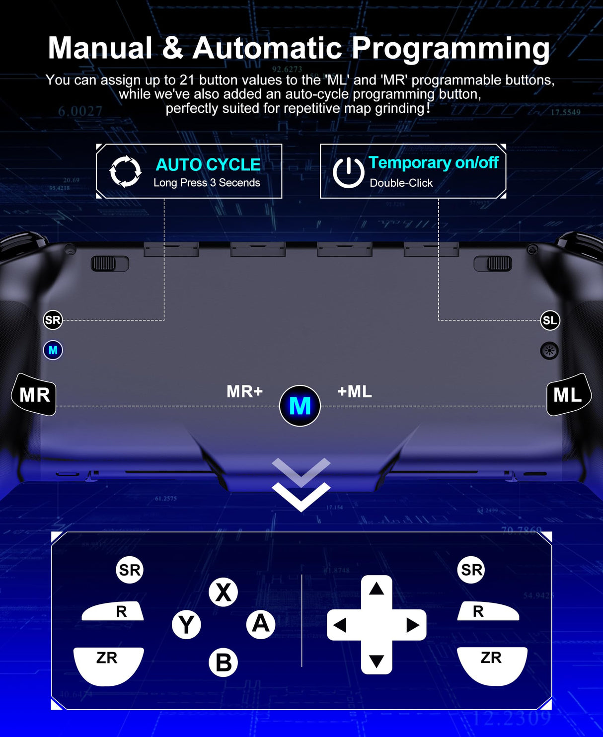 Gammeefy Switch Controllers Compatible with Nintendo Switch/Switch OLED, One-Piece Joypad Controller Replacement for Switch Pro Controller with 9 Lights Color, Christmas Gifts