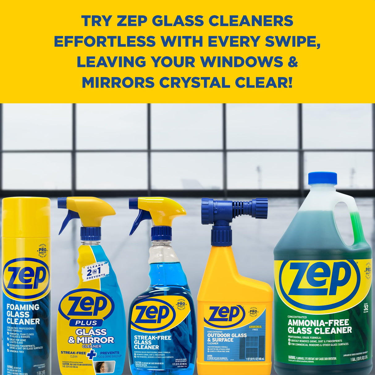 Zep Streak-Free Glass Cleaner - 1 Gallon - (Case of 2) ZU1120128 - Pro Formula Clean