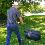 Brinly 270 lb. Combination Push/Tow Poly Lawn Roller with Easy-Turn Tethered Plug, 18 by 24" - Flat Black