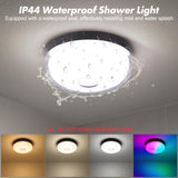 4-Pack Rechargeable Shower Lights for Inside Shower, 15 RGBW Color Changeable Waterproof Lights for Shower with Remote(Dimmable＆Timer), Wireless LED Mood Lighting for Bathroom, Closet, Bedroom, Party