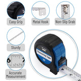 Mr. Pen- Retractable Tape Measure 25 ft, 2 Pack, Dark Blue, Easy Read, Steel Retractable Measuring Tape with Fractions, Ideal for Construction & DIY Projects
