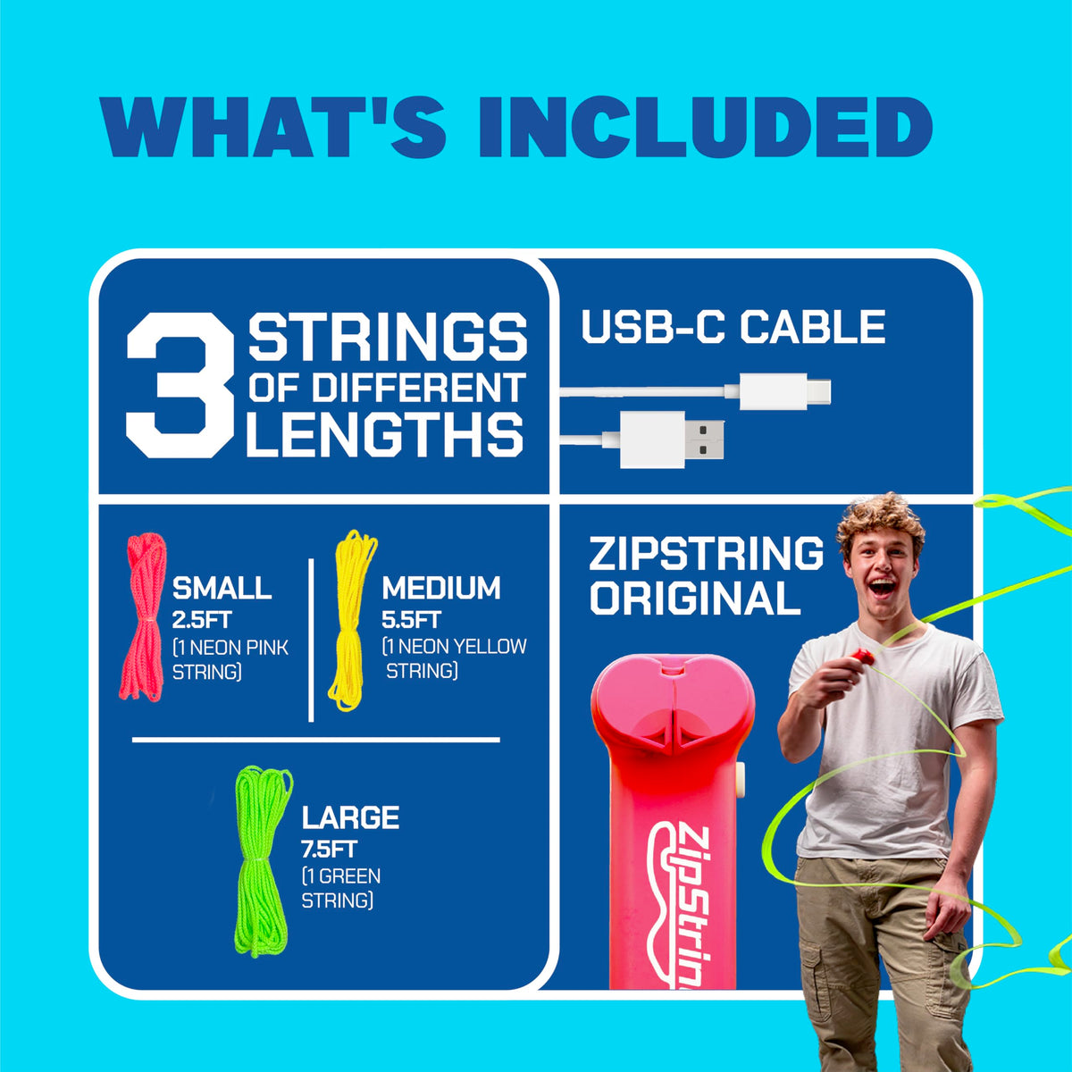 ZipString Original Rope Launcher Toy, Rock'it Red