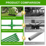 MQHUAYU Large Cucumber Trellis with Grow Bag, 65" Tall Metal Garden Trellis for Climbing Plants Outdoor, Reusable Cucumber Trellis for Raised Bed with Netting for Tomatoes, Peas, Grapes Plant Support