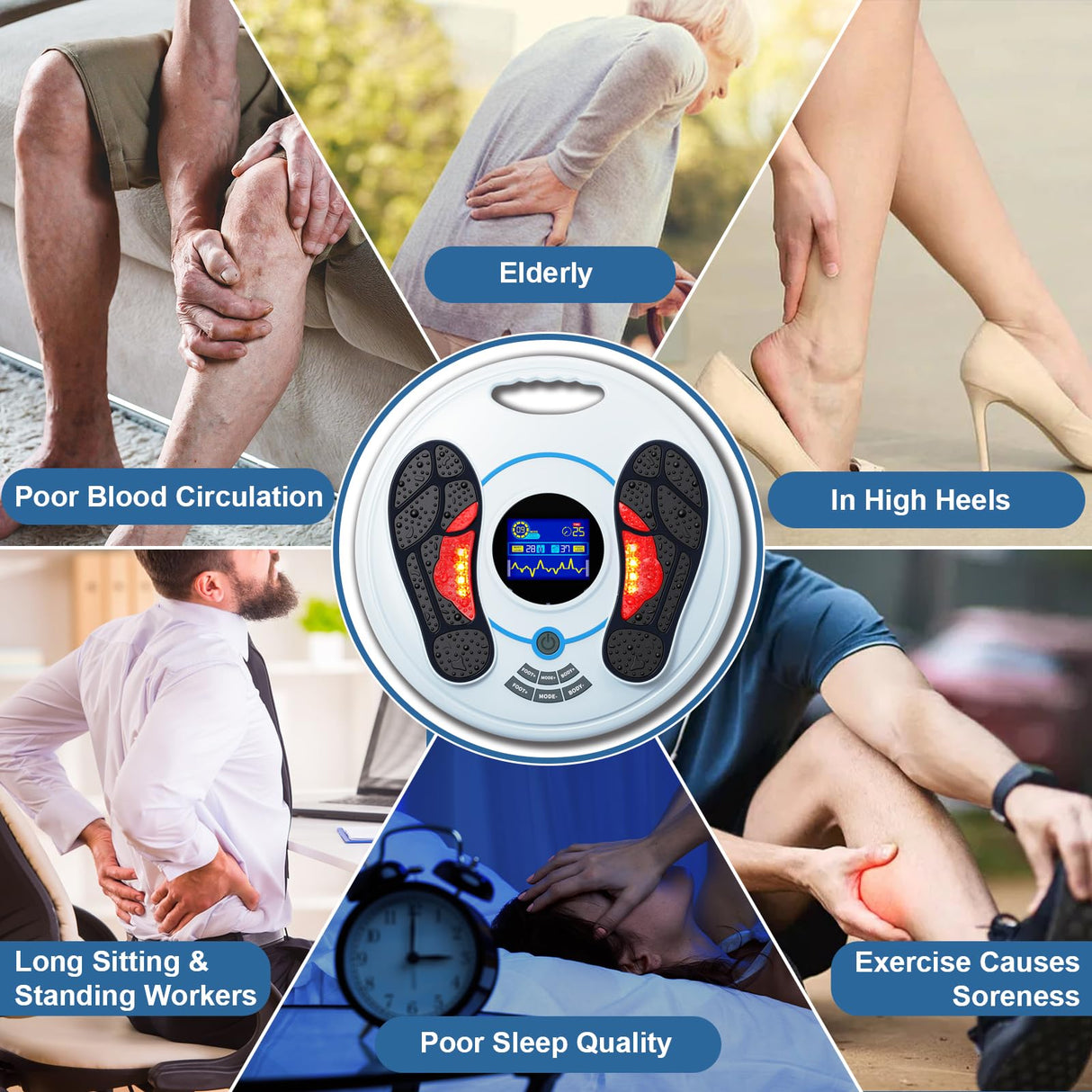 OSITO Foot Neuropathy Machine – Electronic Pulse Foot Circulation Stimulator – EMS & TENS Foot Reflexology Device for Relaxing Tired Feet, Ankles & Legs – FSA/HSA Eligible – Gray