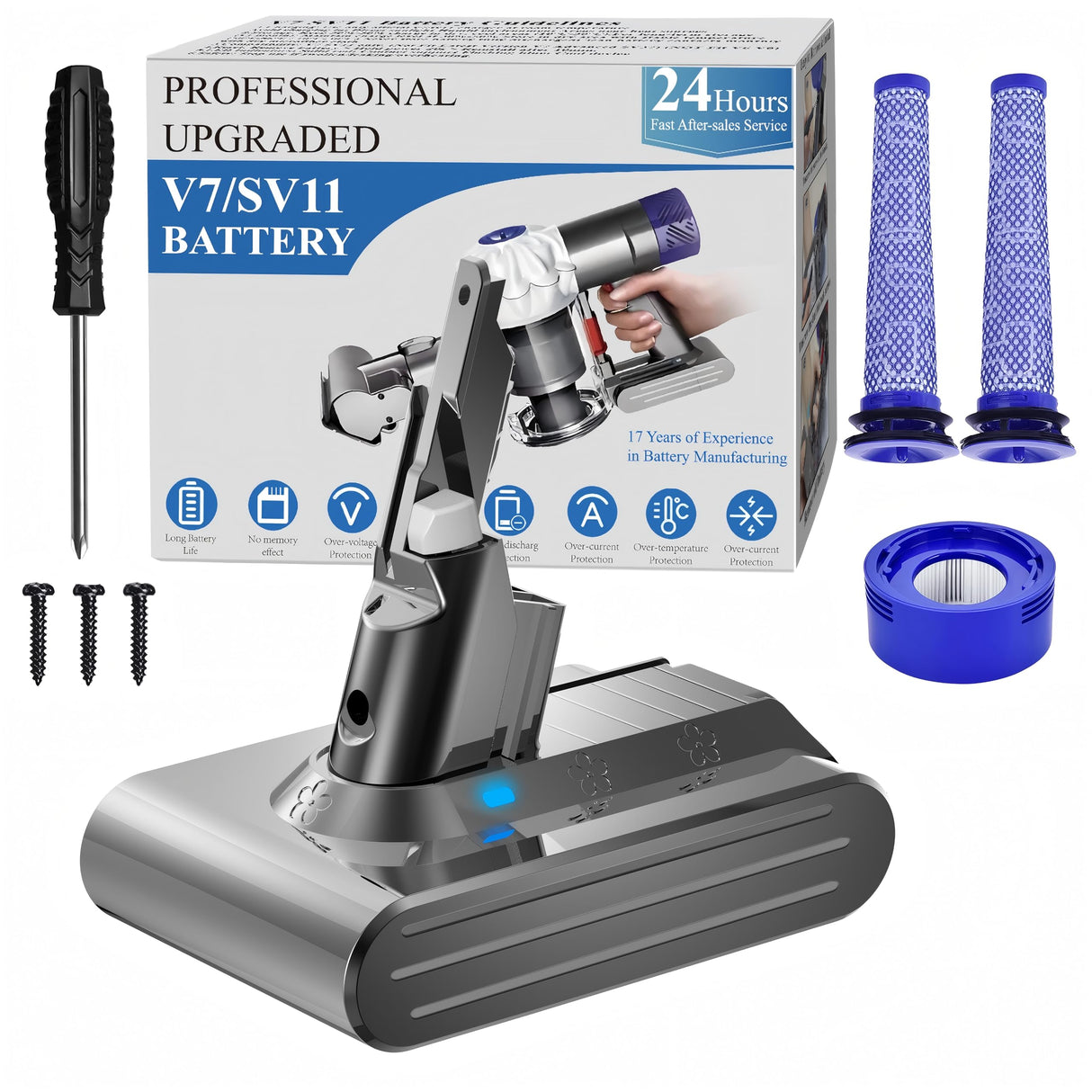 BOTKK 10000mAh Professional Replacement for Dyson V7 Battery SV11