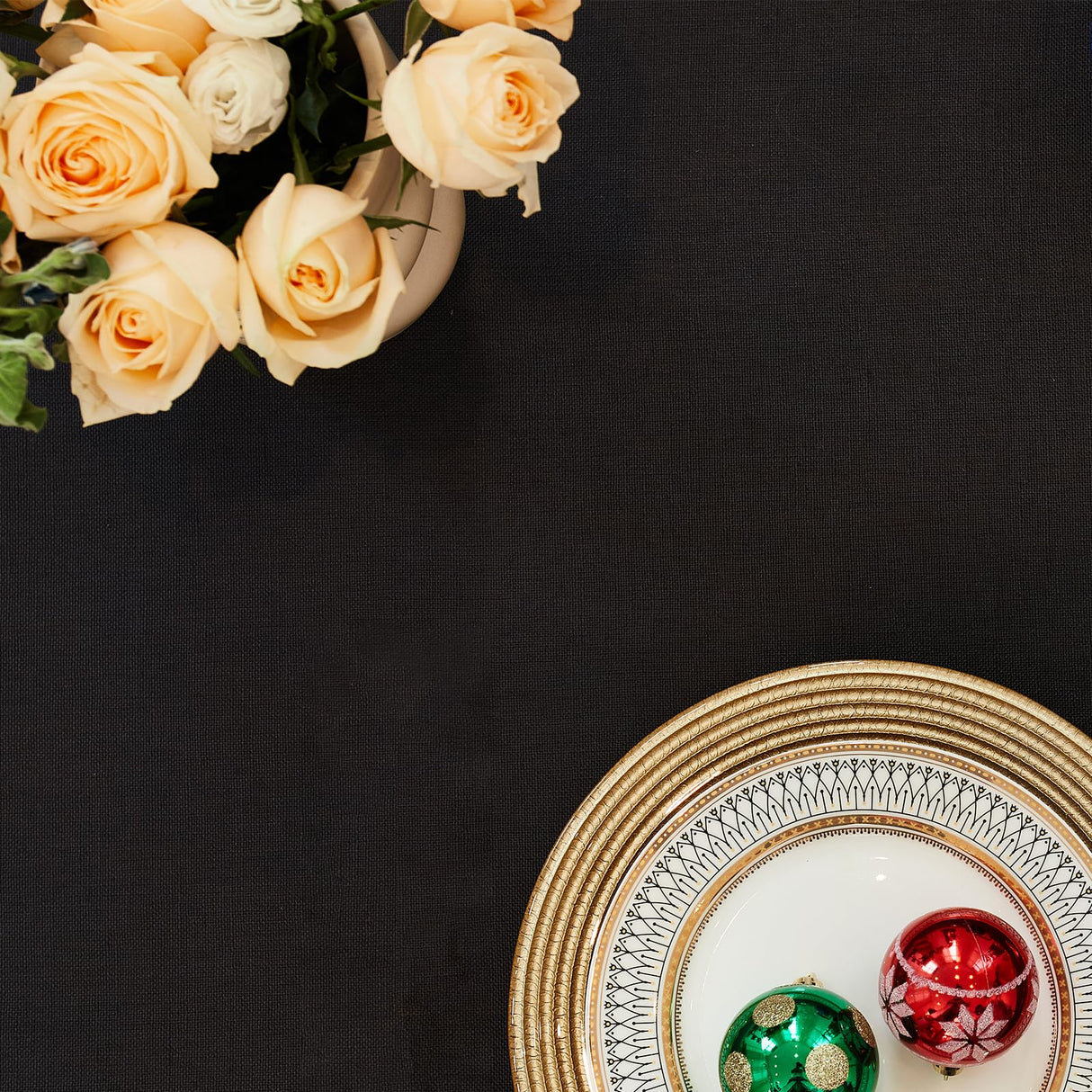 Midsummer Breeze Table Cloth Rectangle Table-Rustic Cotton Tablecloth Craft Fringed Farmhouse Table Cloths for Halloween Thanksgiving Christmas Kitchen Dining (55x70 Inch, Black)