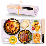 Warming Mat for Food Warmer Heating: Electric Silicone Hot Trays & Warm Buffer Plate 7-Level Temperature Control,Foldable Heat Pad,Keep Dishes Heater,Gift for Kitchen & Party - Rose Quartz