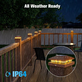VOLISUN 4x4 Solar Post Cap Light 16pack,Solar Fence - Post Lights Brown Outdoor Waterproof for Wooden/Vinyl Post, with Warm White for Deck