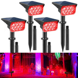 CREPOW Solar Spot Lights Outdoor,20 LED Waterproof IP65 Solar Landscape Light Adjustable Panel Spotlights for Wall Tree Yard Garden Halloween Christmas Red Lights 4 Pack
