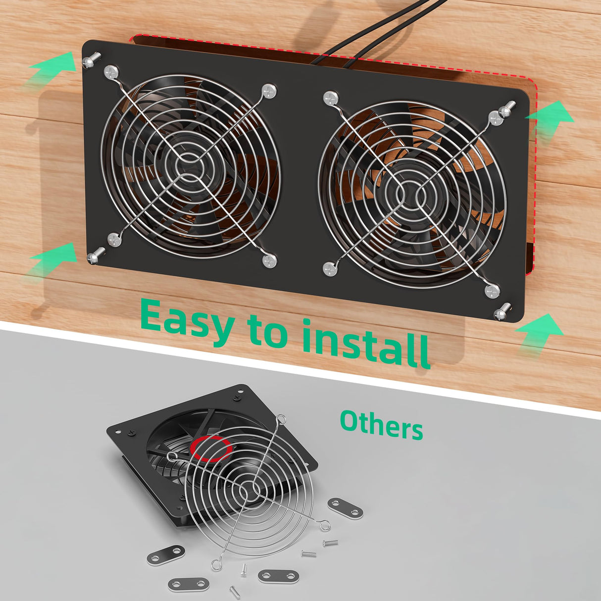 TIMEBAL Solar Powered Exhaust Fan for Shed, 350 CFM High Airflow Solar Vent Fan with Dual Waterproof Fans, Outdoor Cooling Ventilation for Chicken Coop, Greenhouse, Dog House
