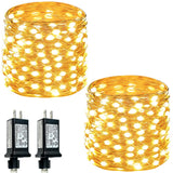 2 Pack Fairy Lights Plug in 99FT 300 LED Christmas String lights Warm White
