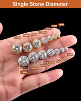 Delzzad Moissanite Earrings for Men, Solid S925 Sterling Silver and 18K Golden Plated Halo Stud Earrings for Women Valentine's Day Mother's Day - D Color VVS1 Hypoallergenic Dainty Moissanite Jewelry for Sensitive Ear, 6.5mm(1ct*2)