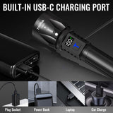 TrixHub Rechargeable Flashlights 99000High Lumens 2Pack, 5Mode Flash Light with LCD Digital Display, Super Bright Adjustable Tactical Flashlight, High Powered LED Handheld Flashlight for Home
