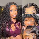 Karlami 5X5 Deep Wave Lace Front Wigs Human Hair Wet and Wavy Human Hair HD Lace Closure Wigs Glueless Wigs Human Hair Pre Plucked 180% Density Wig (5X5 Black, 24 inch, Deep Curly)