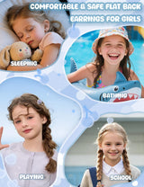 SAILIMUE Hypoallergenic Flat Back Earrings for Girls Kids Toddler Women