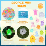 ShtNeeg 220 pcs Mini Resin Animals Blind Bags, Luminous Mini Resin Animal Figurines for Fairy Garden, Dollhouse, DIY Craft Decor, 50+ Animal Combination Sets for Adults