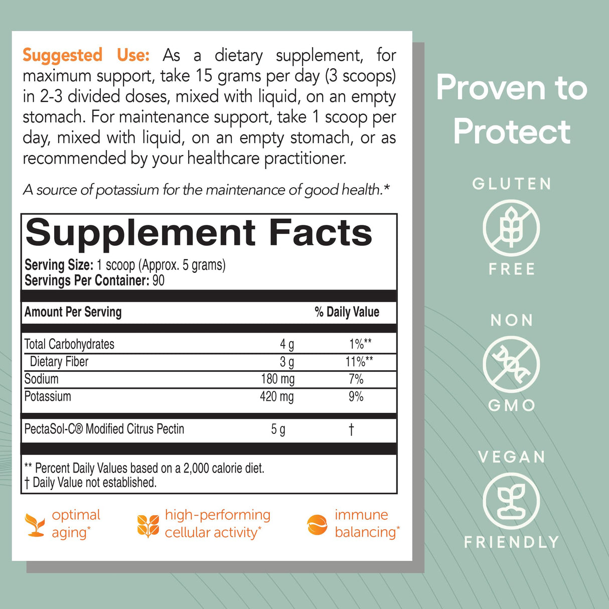 PectaSol Modified Citrus Pectin – 454g Powder – Total-Body Health Supplement to Support the Heart, Immune System, Inflammation Response & Healthy Aging + Maintain Healthy Galectin-3 Levels