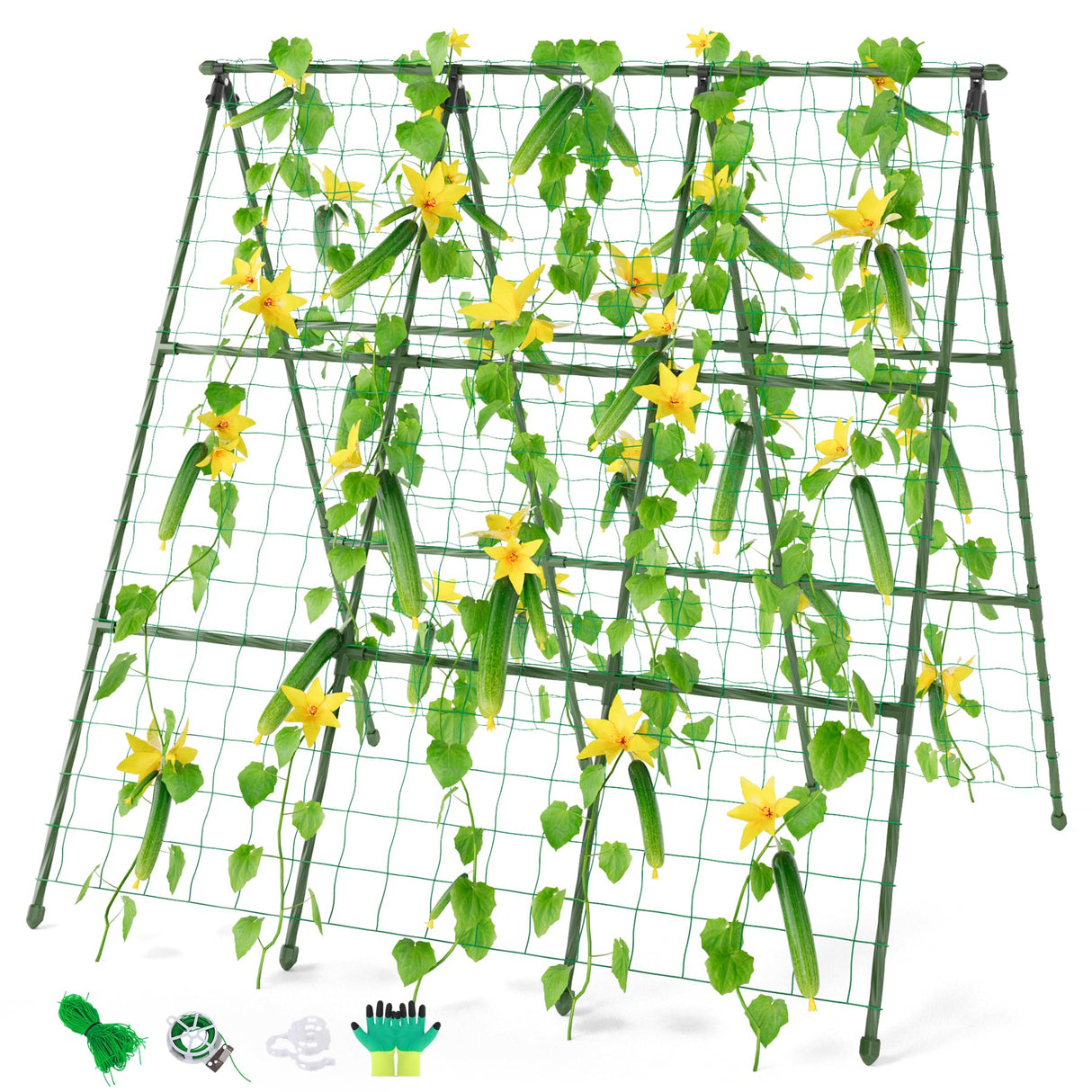 Miory Cucumber Trellis, 48"x48" A-Frame Trellis for Raised Bed, Garden Trellis for Climbing Plants Outdoor, Plant Support for Vegetables Vines