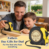 Fathers Day Birthday Gift for Dad, Dad Gifts from Son Daughter, Gift for Best New Daddy Father in Law Presents Useful Stuff, Tool Woodworker Carpenter Gift, Engraved Tape Measure 25 FT