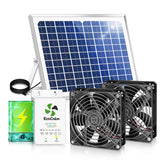 ecoCalm Solar Exhaust Fan for Chiken Coop with Smart Thermostat and Battery