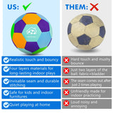 Soft Indoor Soccer Balls Size 4 - Kids Soccer Ball for Inside House and Yard - Fun Soccer Gifts for Kids Boys Girls Dribble Juggling Skills Practicing Birthday Easter Christmas (Blue, Size 4)