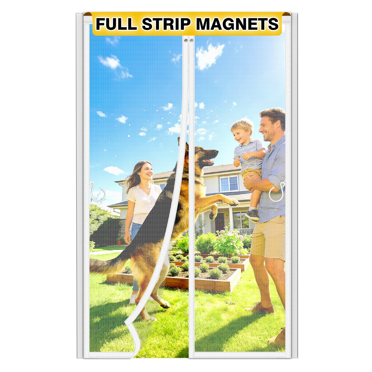 HOFUDON Upgraded Magnetic Screen Door, Heavy Duty Fiberglass Mesh, Quick Close Full Strip Magnets, Door Screen Magnetic Closure for Single Door Size 36 x 80 Inch, Screen Door Size 39 x 82 Inch White
