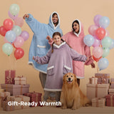 Bedsure Wearable Blanket Sherpa Hoodie Halloween Gifts, Grey, Standard