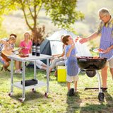 Mophorn Stainless Steel Work Table with Wheels 24 x 30 x 32 Inch Prep Table with 4 Casters Heavy Duty Work Table for Commercial Kitchen Restaurant Business, Silver and Black