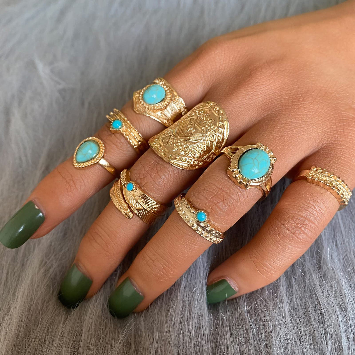 82 Pcs Vintage Gold Knuckle Rings Set for Women, Bohemian Stackable Rings