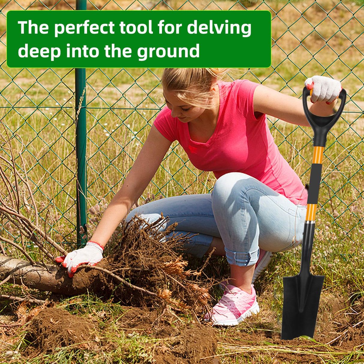 Spade Shovel,Transplanting Spade，Drain Spade,Spade Shovels for Digging,Sharp Shooter Shovel or Spade, D-Grip,Fiberglass Handle Heavy Duty (Drain Spade)