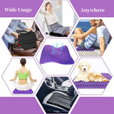 Gel Seat Cushion for Long Sitting, Double Thick Office Desk Home Wheelchair Seat Cushions for Back Hip Sciatica Tailbone Pain Sore Pressure Relief, Gel Cooling Game Chair Pads for Car Truck Driver