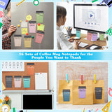 Mkway 36 Set Employee Appreciation Gifts Bulk Team - 36Pack Coffee Cup Notepad+36 Ballpoint Pens+ 36 Drawstring Gift Bags, Bulk Gifts for Coworkers/Staffs/Teachers/Christmas