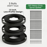 Gardzen 1.5" x100' Landscape Edging Kit with 120 Spikes