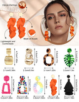 JeryWe 9 Pairs Clip on Earrings for Women Fashion Rattan Acrylic Tassel Drop Dangle Earrings Set Lightweight Geometric Statement Bohemian Clip Earrings for Non Piercied Pink