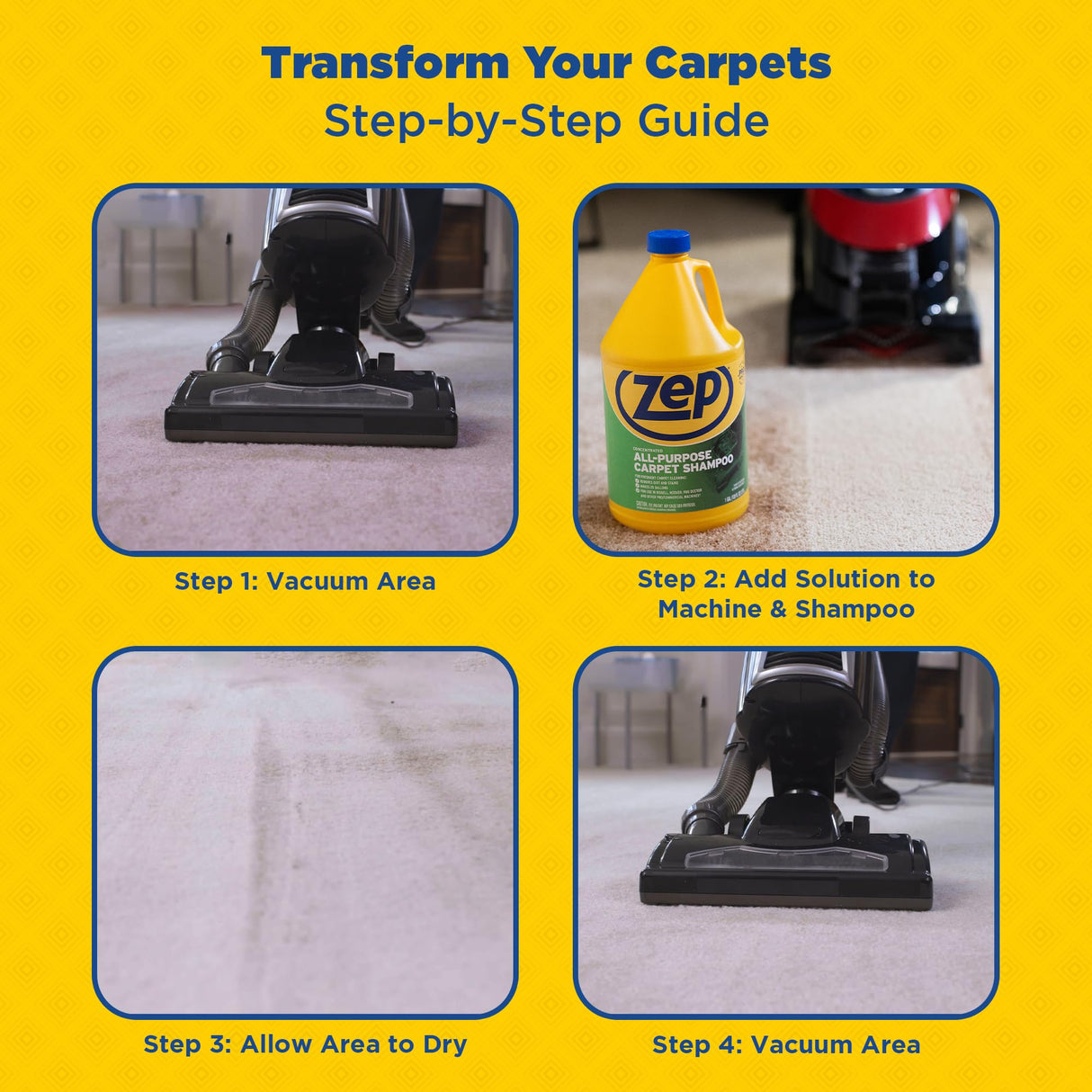 ZEP All-Purpose Carpet Shampoo Concentrate 128 ounce ZUCEC128 (Case of 4)