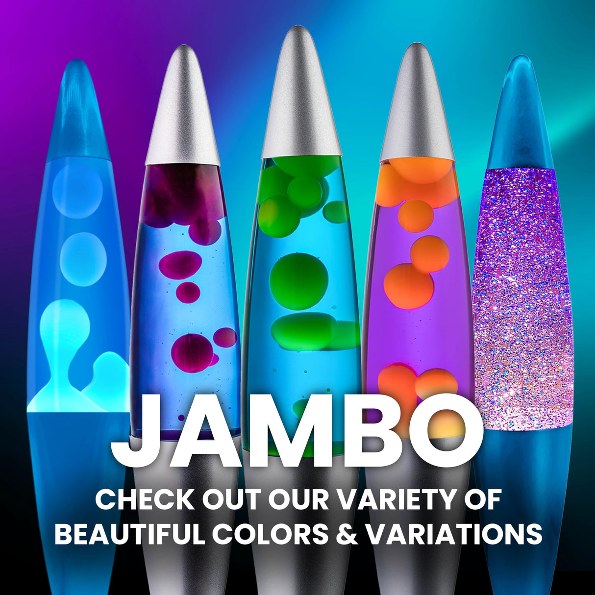 JAMBO 16" Beautiful Lamp- Purple with Yellow/Orange Wax, Relaxing Liquid Light, Night Light Nightlight, Home Decor Living Room Office Bedroom Lamp for Adults Teens Kids Magma Motion