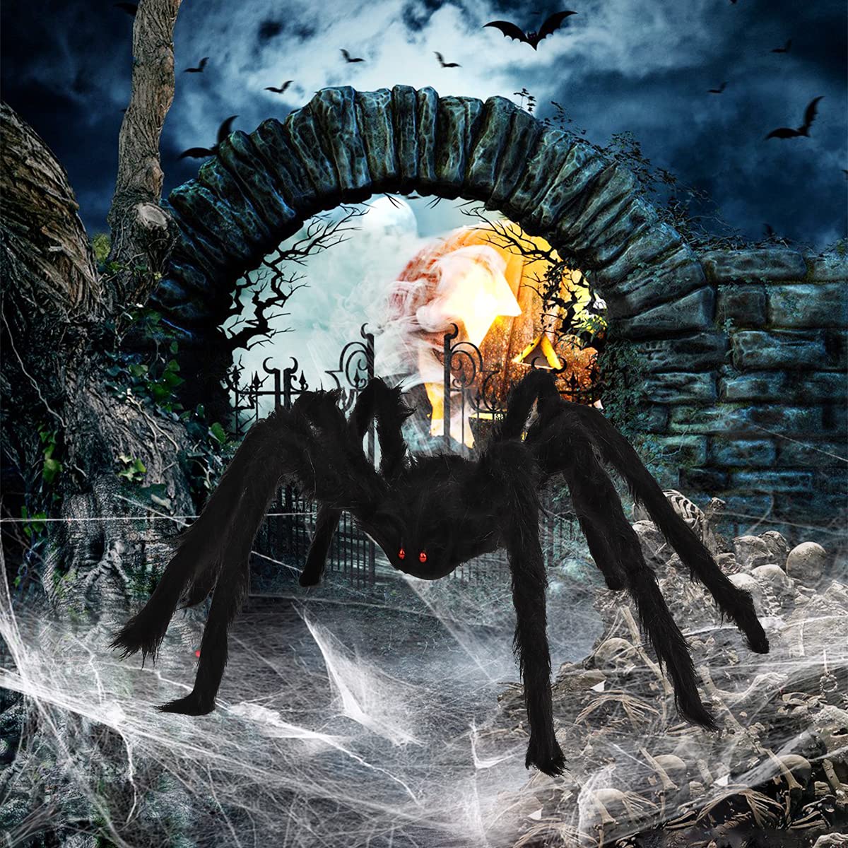 Boogem Halloween Spider Decorations 6 Pack: Giant Spider Outdoor Decoration