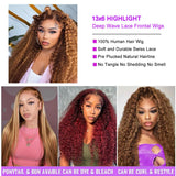 13x6 Highlight Ombre Lace Front Wigs Human Hair P4/27 Honey Blonde Lace Frontal Wigs Human Hair 180 Density Colored deep Curly HD Lace Front wigs Human Hair Wig Pre Plucked with Baby Hair 24 inch